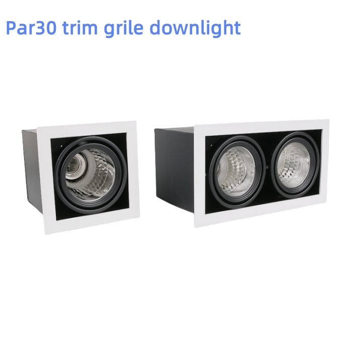 Adjustable Par30 E27 grille downlight with trim