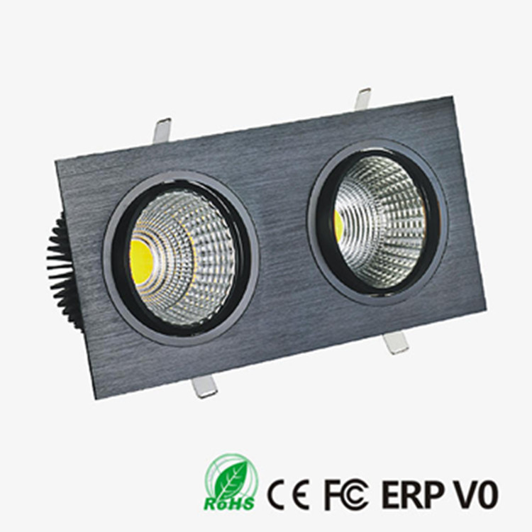 Double Head 2X30W Gimbal 180 degree Rotatable COB LED recessed down Light