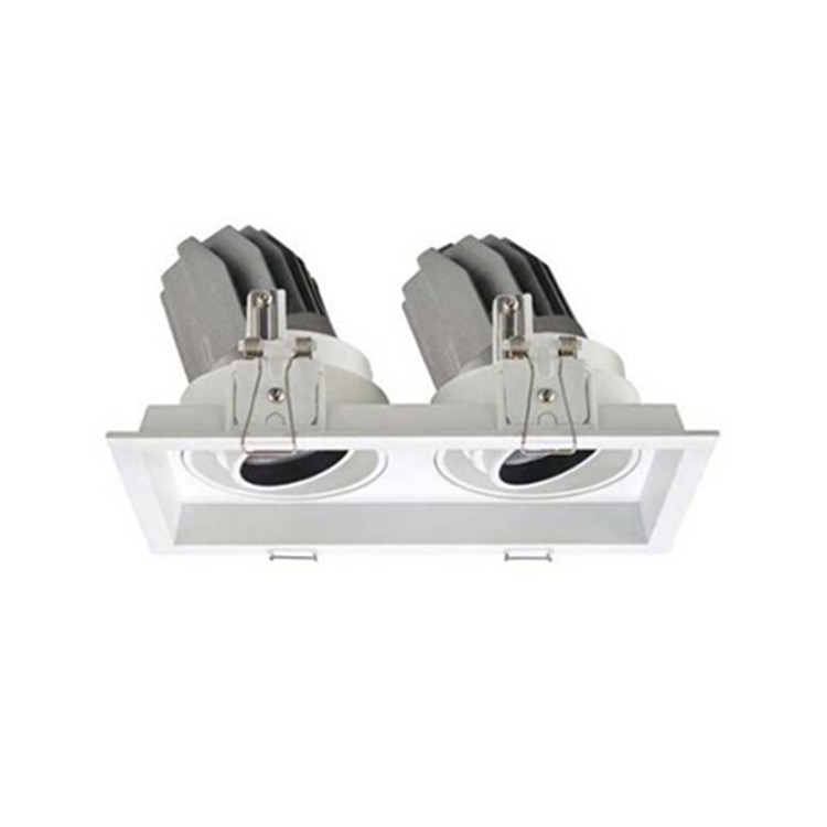 Double-Head 30W Anti Glare Adjustable Square UGR<19 LED Recessed Down Light