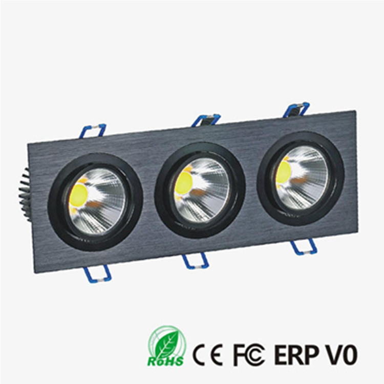 Triple Head 3X10W Auminum Square COB LED Recessed Downlight